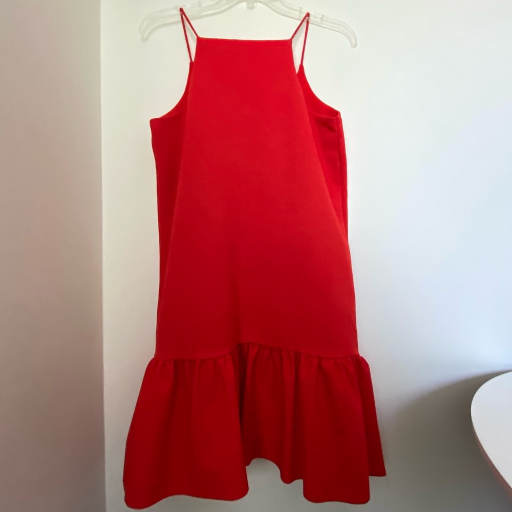 Zara Red Ruffle Hem Mini Dress - Picture 5 of 11